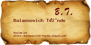 Balassovich Tünde névjegykártya